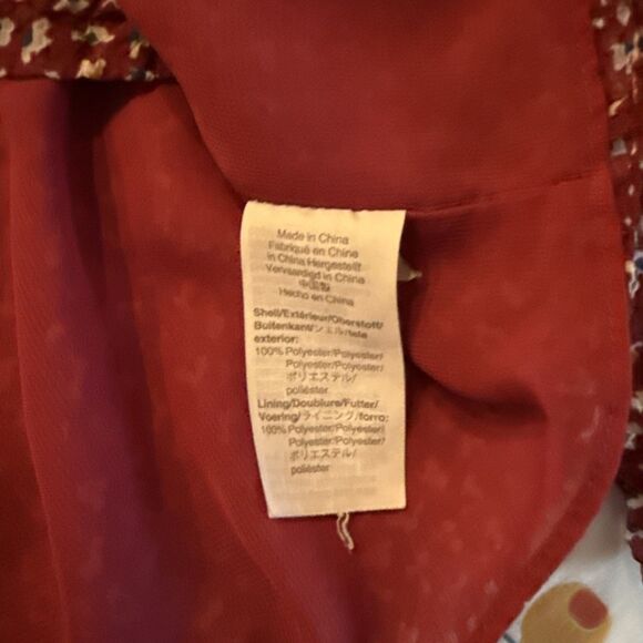Madewell Overture Red Ditsy Flower Balloon Sleeve Top Romantic Preppy | Sz Smal - Picture 10 of 10